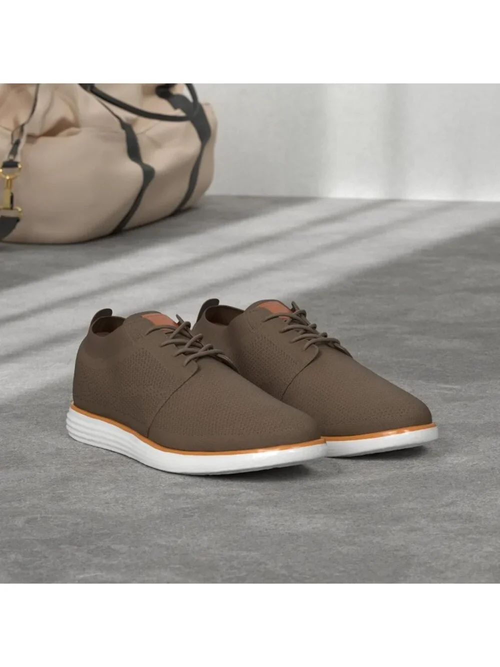 Bruno Marc Men's Light Brown Rubber Lace up Lightweight Casual Walking Sneakers